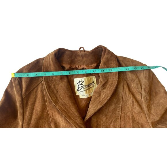 Vintage Brown Suede Womens Blazer Jacket By Bermans Size 14 - Picture 6 of 14